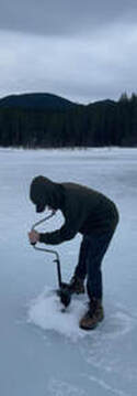 student ice-fishing